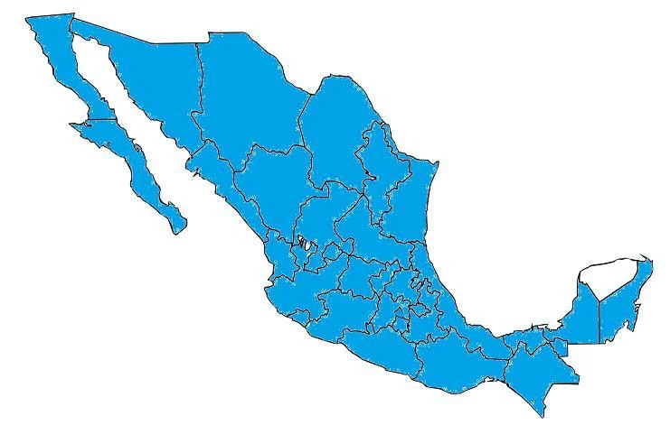 Mapa de estados de México incluido en la carta de presentación